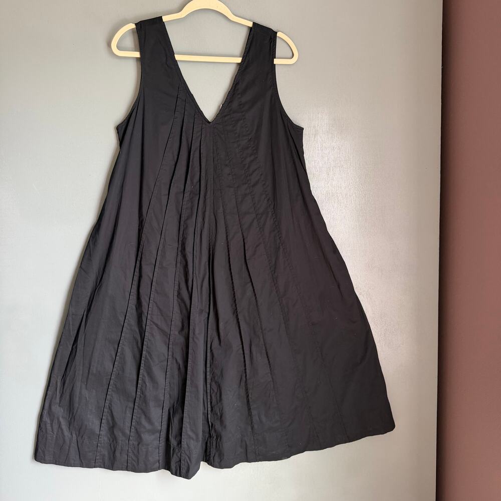 NWT GAP Women's Large Sleeveless Midi Black Pleated Cotton Lightweight Dress
